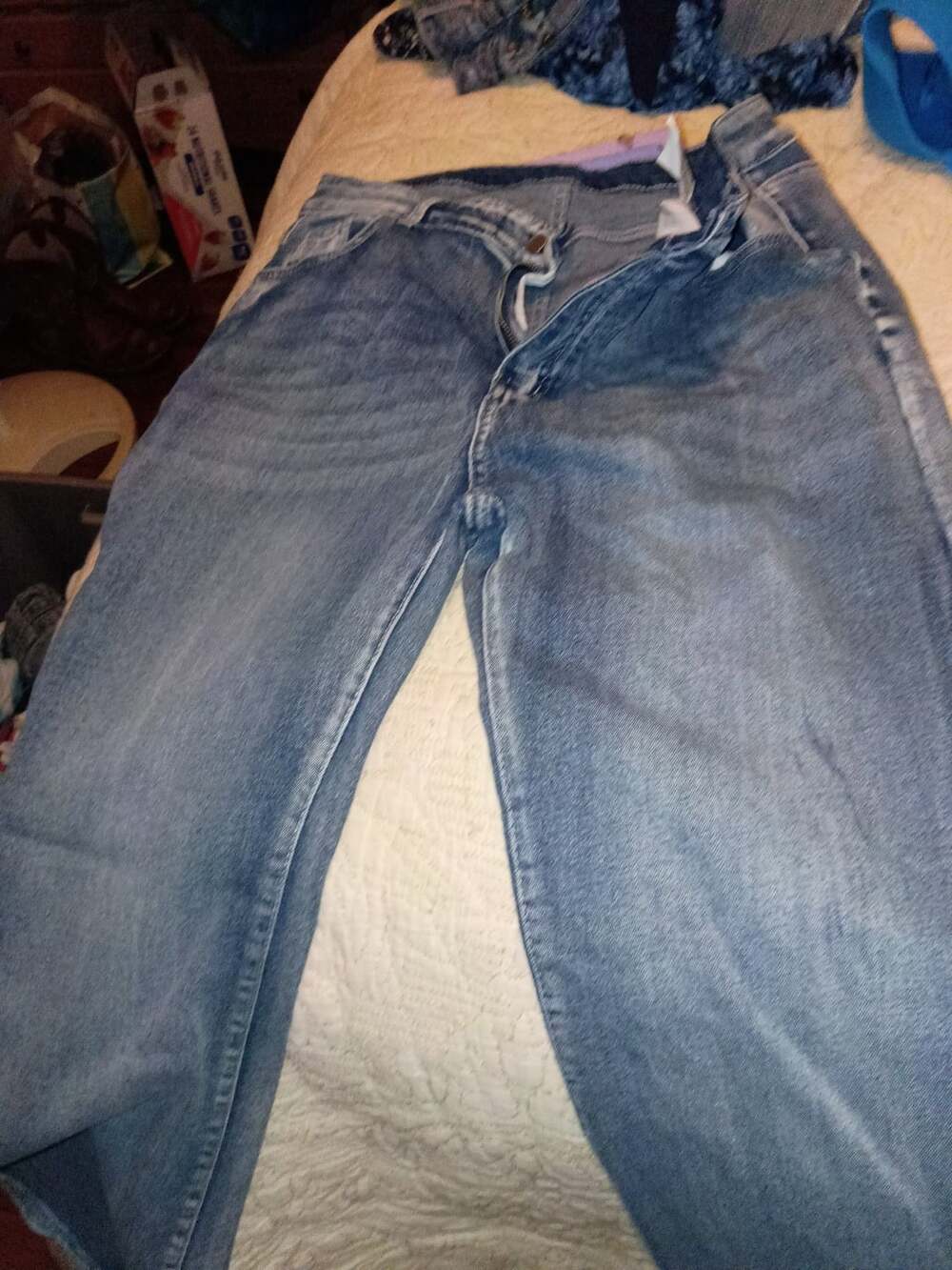 Jeans 1XL Embroidered Bull Skull Pockets Straight Leg